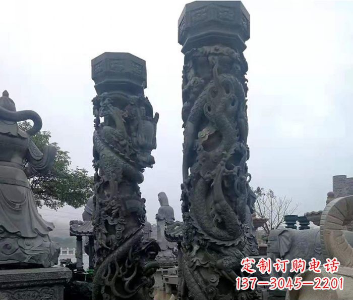 河南安静传承-中领雕塑广场景观仿古盘龙柱石雕