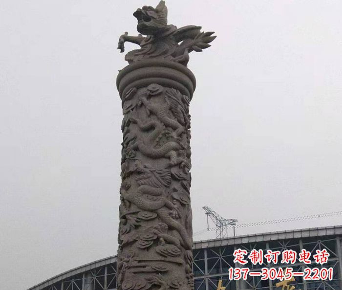 河南中领雕塑|仿古盘龙柱石雕