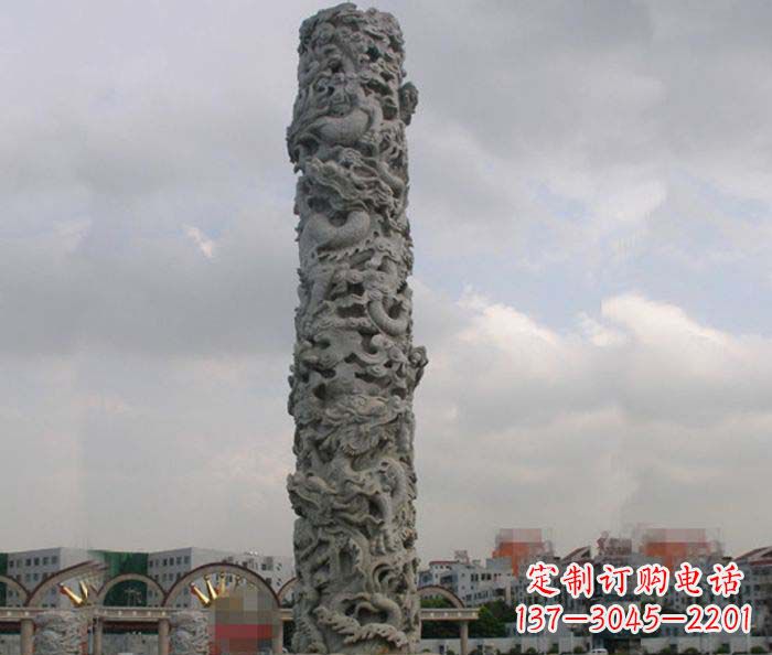 河南精美仿古盘龙柱石雕