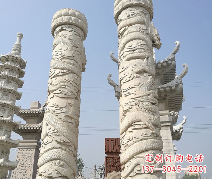 河南传承雄风,精美绝伦的盘龙柱石雕