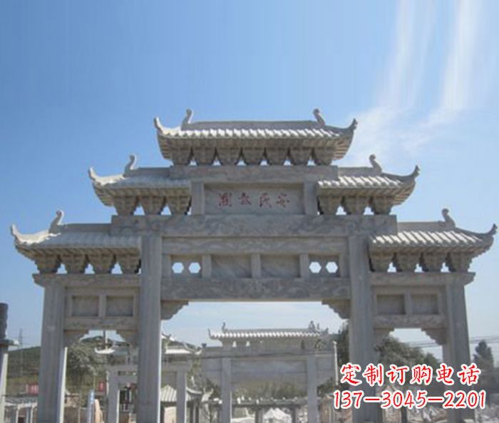 河南三门石雕牌坊精美雕塑