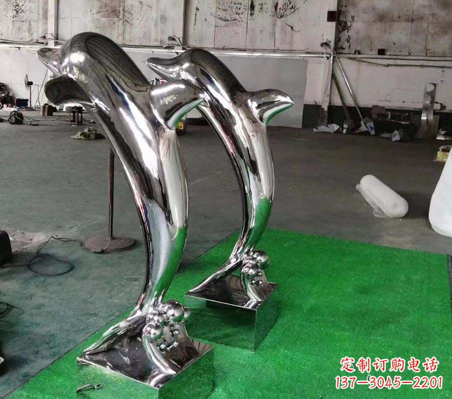 河南镜面不锈钢雕塑——海豚