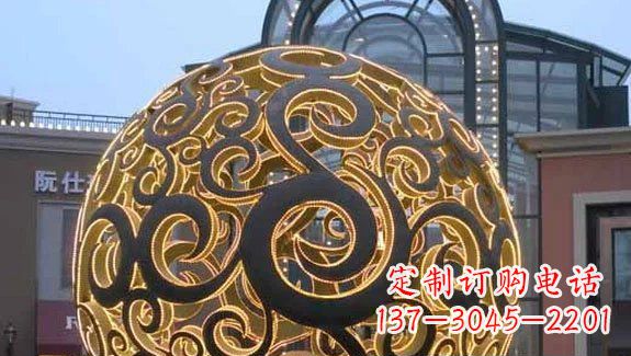河南镂空球形喷泉雕塑无锈钢精美装点空间