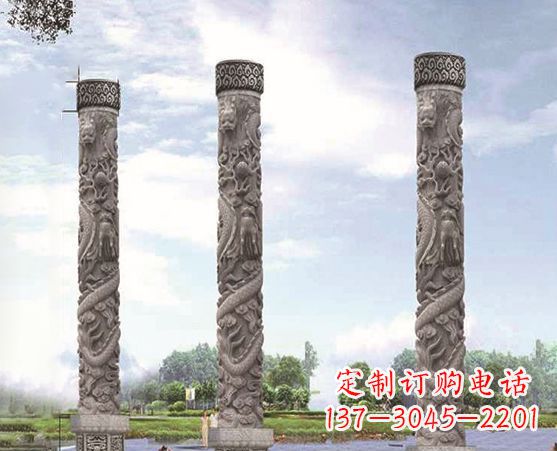 河南广场盘龙柱景观石雕