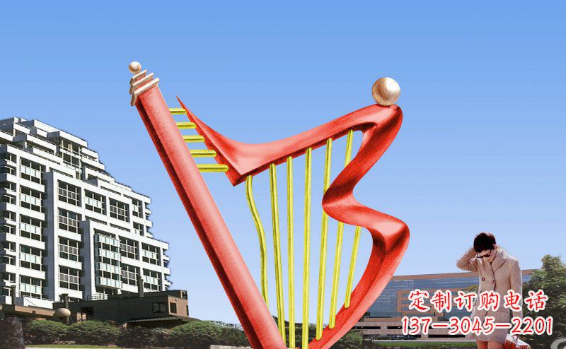 河南中领雕塑精制不锈钢竖琴雕塑