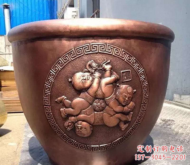河南中领雕塑出品,高端水缸铜雕塑