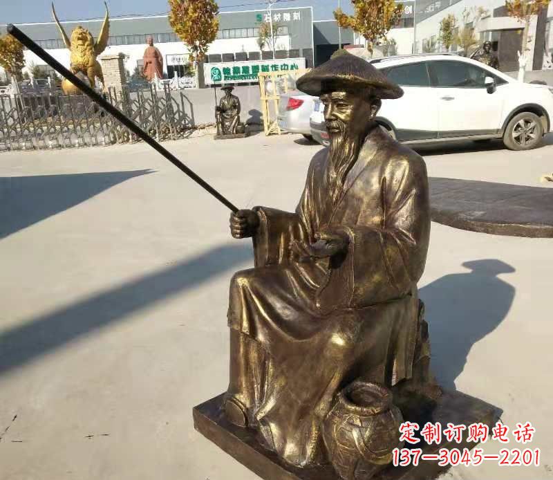 河南领雕塑定制尊贵的姜太公钓鱼雕塑