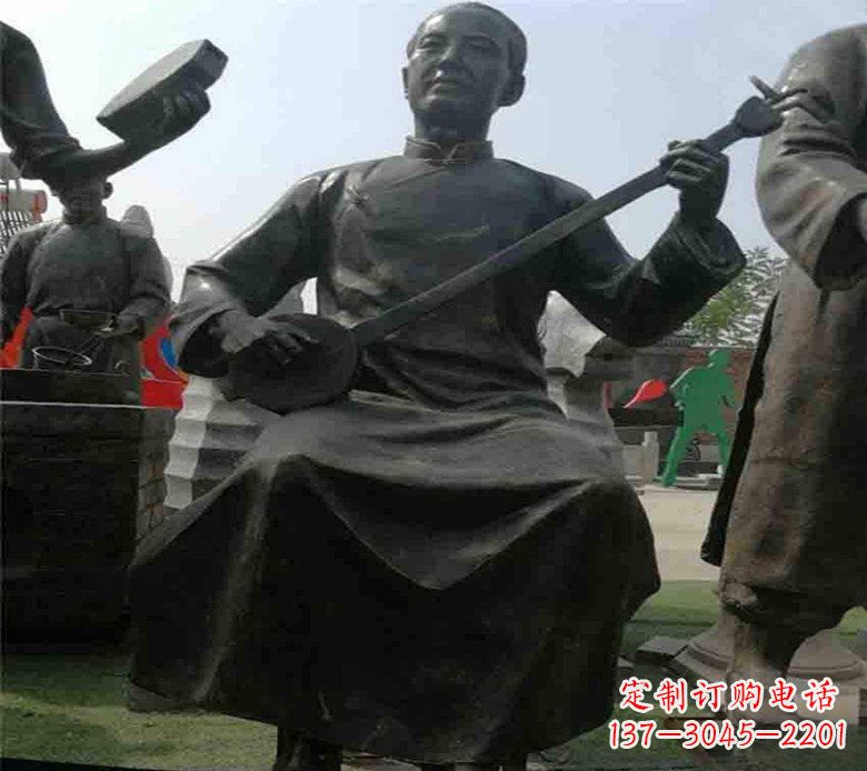 河南广场铜雕拉二胡先生人物雕塑