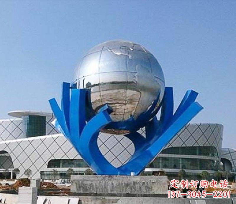 河南广场托起地球不锈钢抽象雕塑