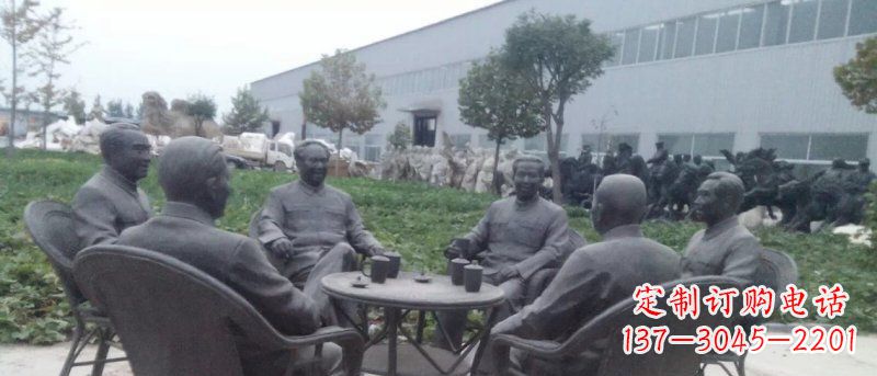 河南广场伟人喝茶人物铜雕