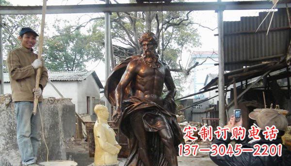河南广场西方男人人物铜雕