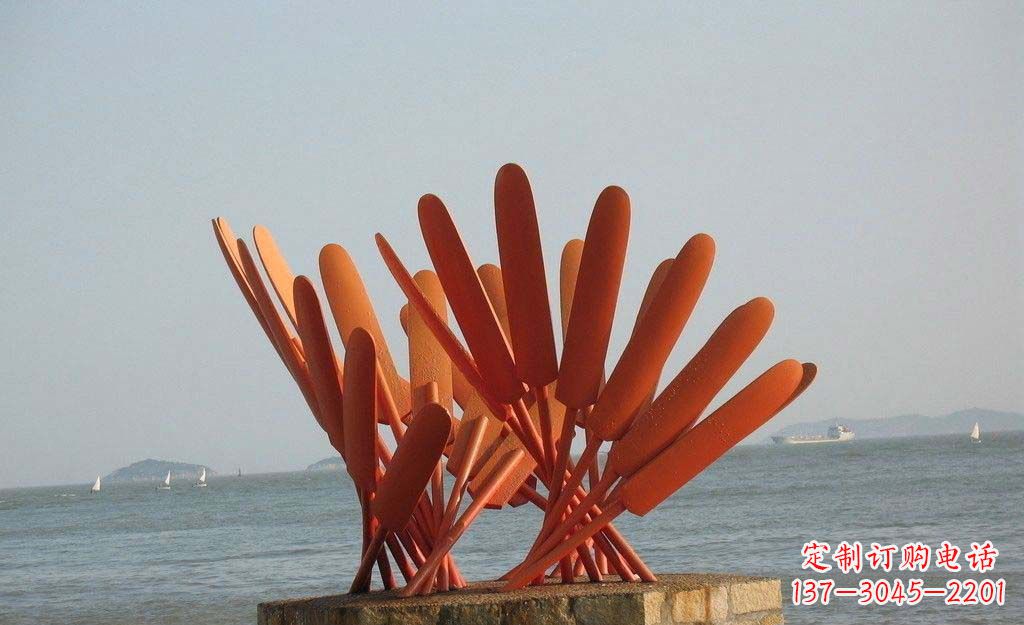 河南海边不锈钢抽象船桨雕塑