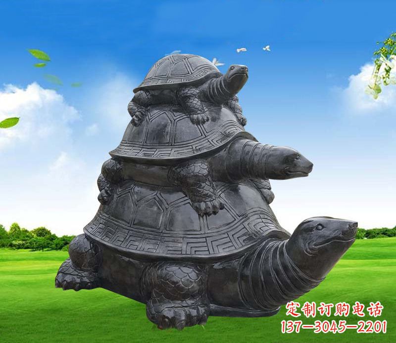 河南重现经典,海龟母子石雕动物摆件
