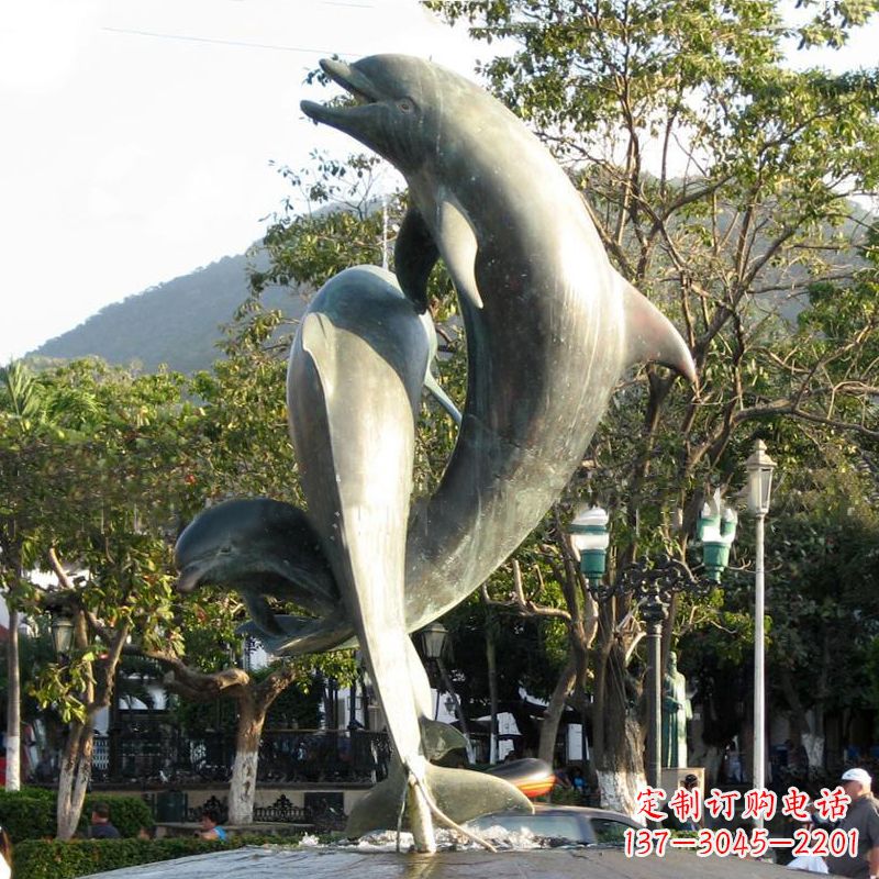 河南海豚公园铜雕景观动物雕塑