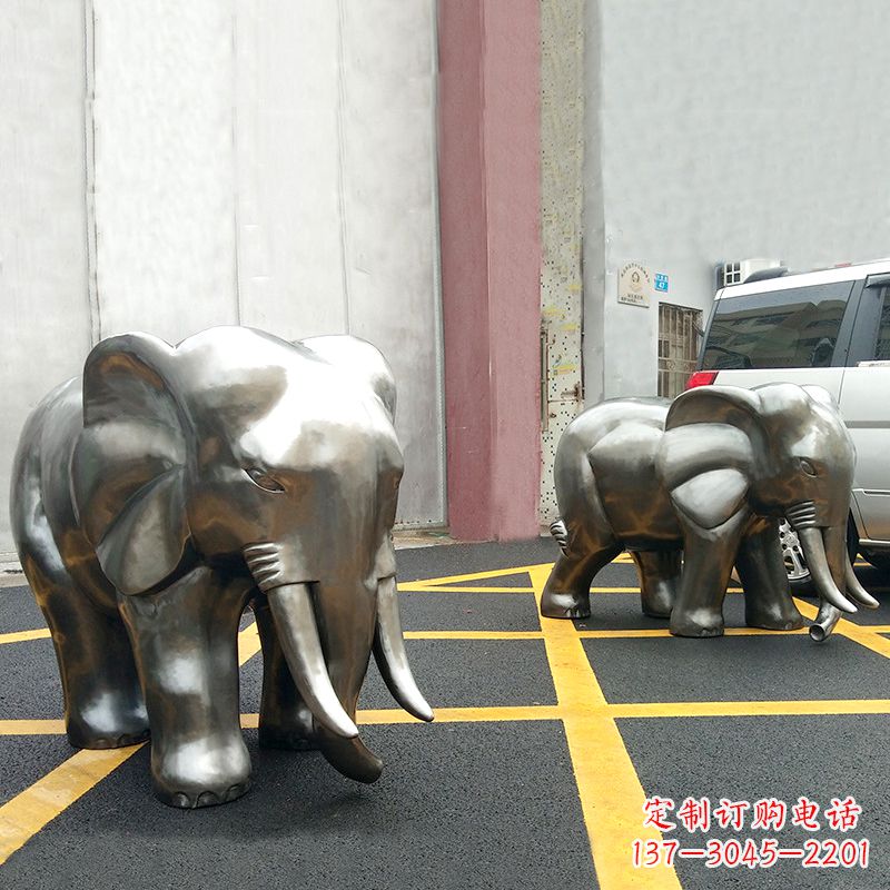 河南活力大象,不锈钢镜面雕塑