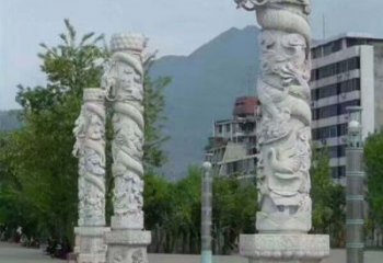 河南定制精美的盘龙柱石雕