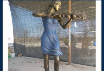 河南精美细腻的西方美女拉小提琴人物雕塑