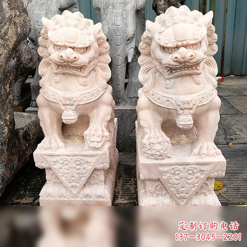 河南汉白玉狮子雕塑,独特雕刻,展现狮子雄势