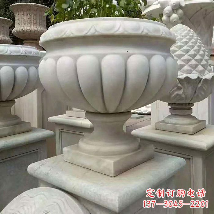 河南汉白玉城市园林花盆石雕