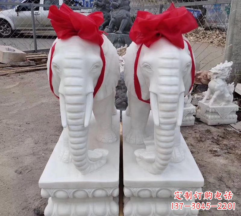 河南中领雕塑象征意义深远的汉白玉大象石雕