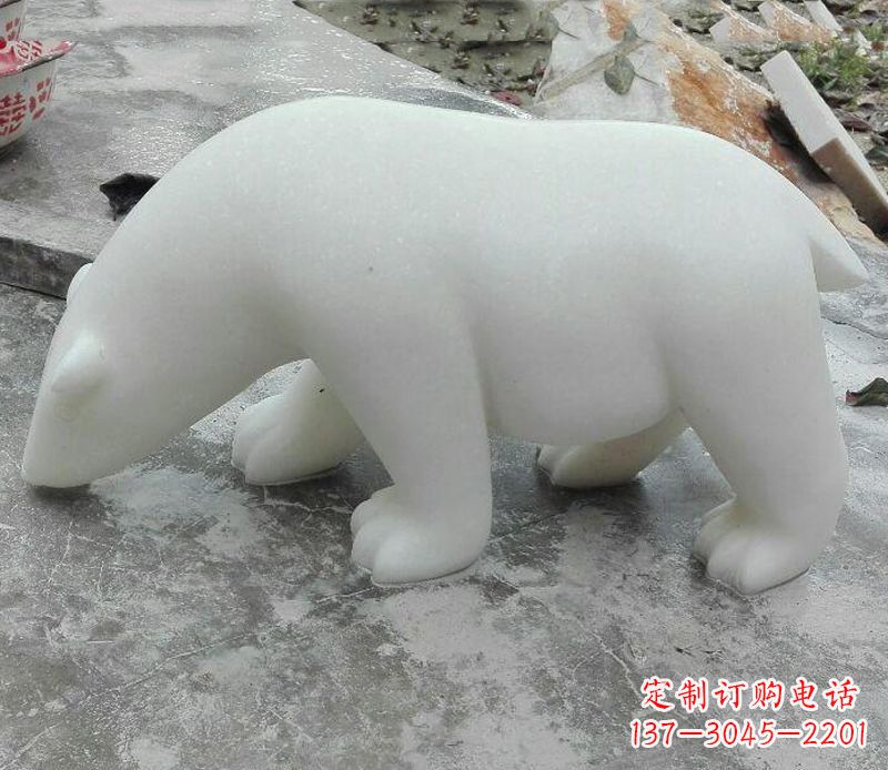 河南汉白玉动物北极熊石雕