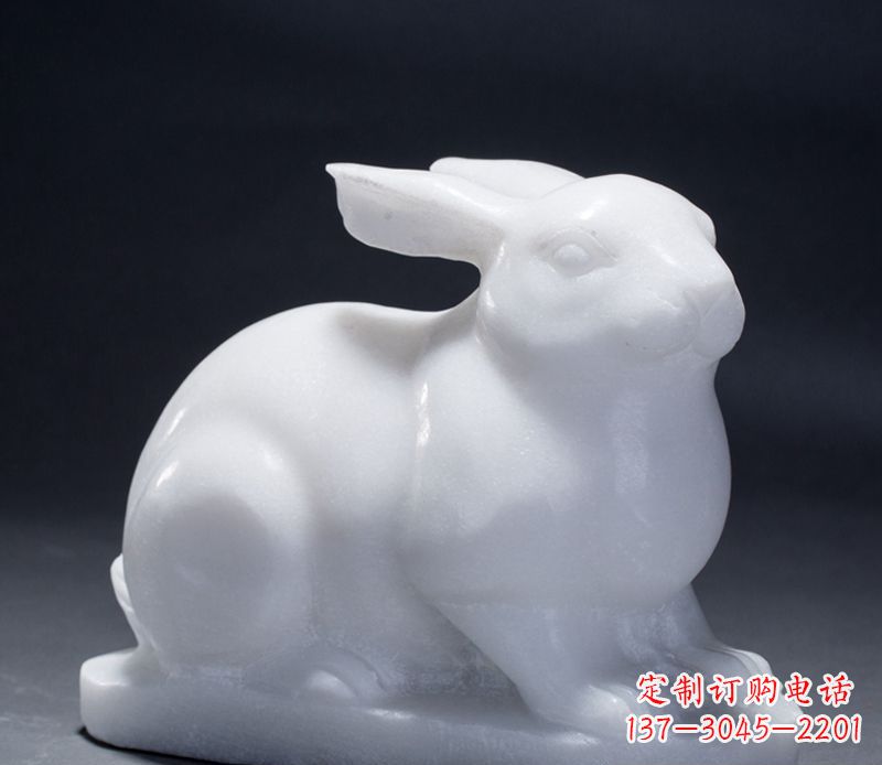 河南精致汉白玉兔子雕塑