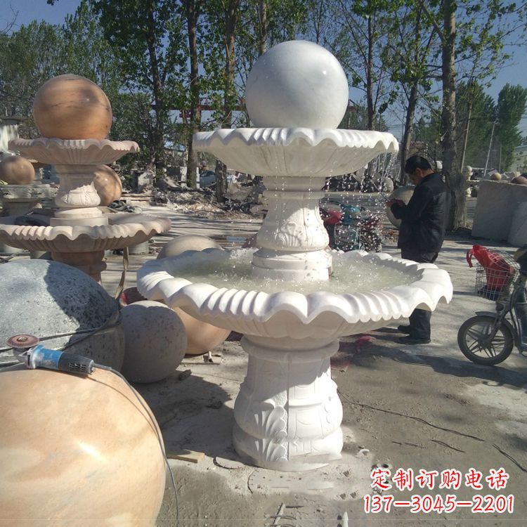 河南汉白玉风水球,高端定制雕塑