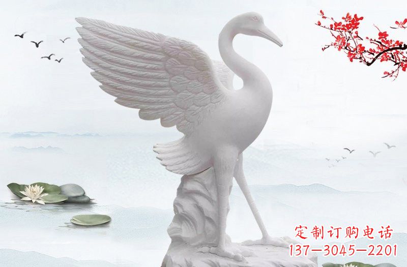 河南开启一段神奇变化之旅——汉白玉仙鹤雕塑