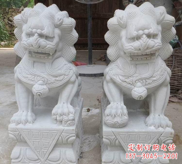 河南汉白玉精美狮子雕塑