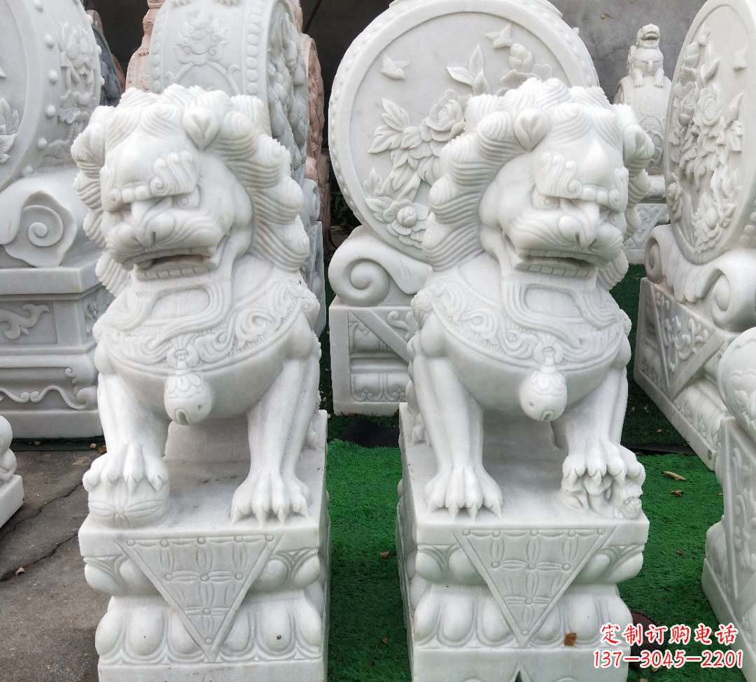 河南精致汉白玉狮子雕塑