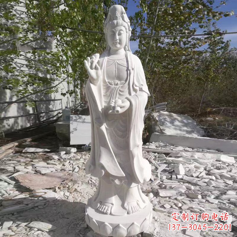 河南象征观音的汉白玉观音菩萨石雕