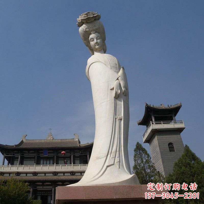 河南汉白玉贵妃石雕像-唐朝著名美女杨玉环景区人物雕塑