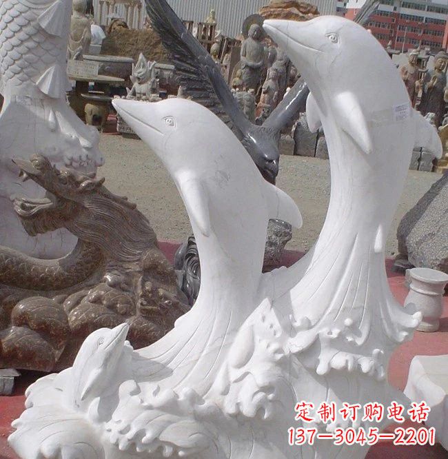 河南海豚石雕,汉白玉精美雕塑