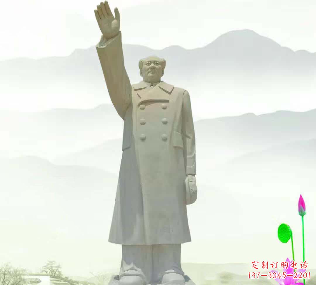 河南汉白玉挥手毛泽东雕塑