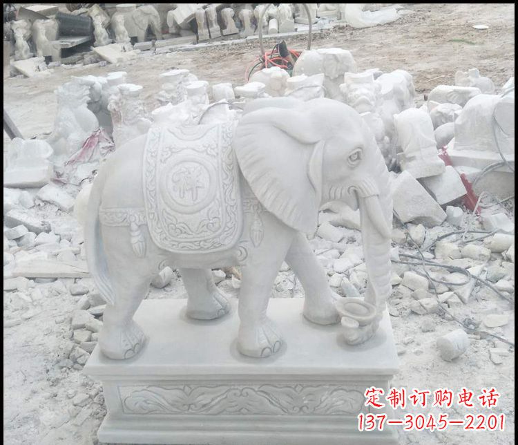 河南汉白玉吉祥大象雕塑