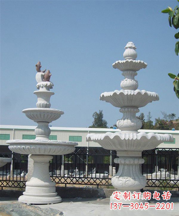 河南汉白玉精美喷泉雕塑