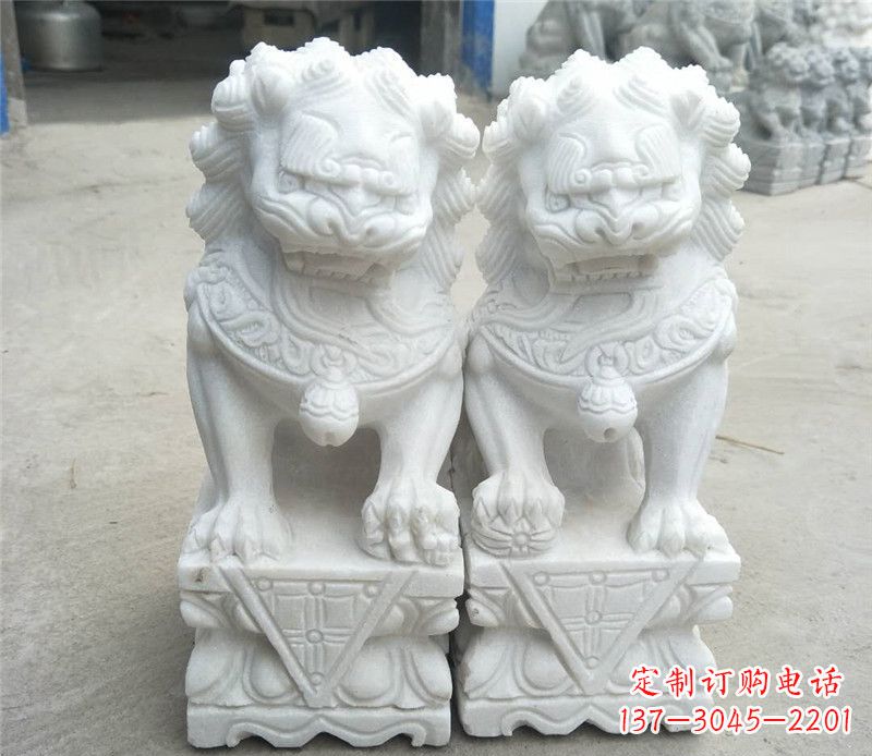 河南汉白玉酒店吉祥狮子门墩