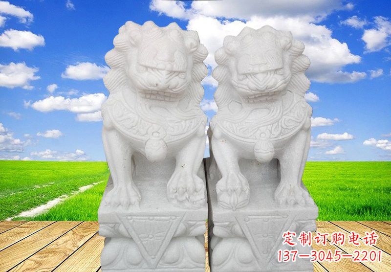 河南汉白玉狮子雕塑表达勇士之气