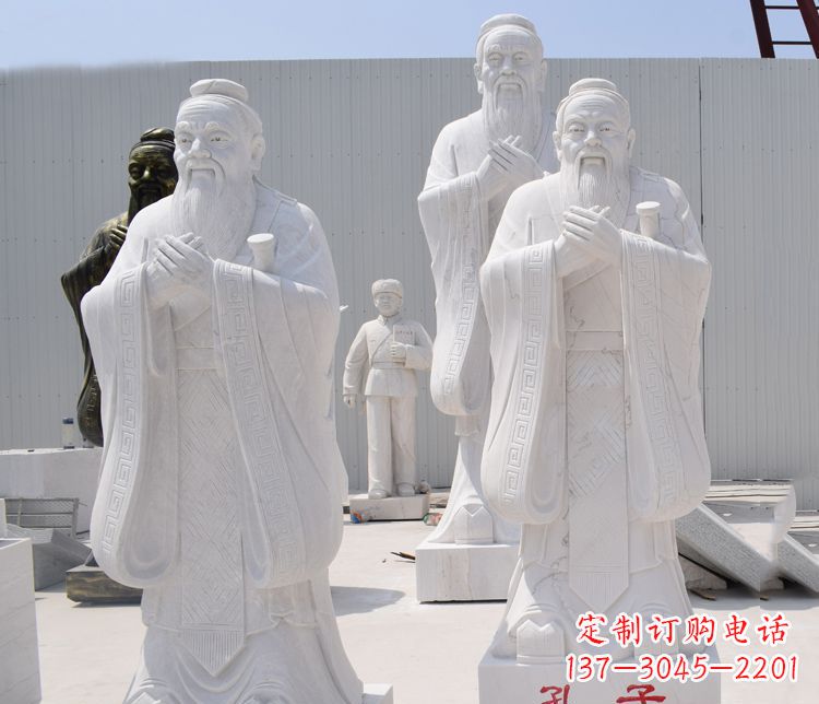 河南汉白玉孔子校园古代名人石雕 (2)