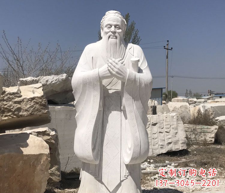 河南汉白玉孔子行教像学校古代名人石雕