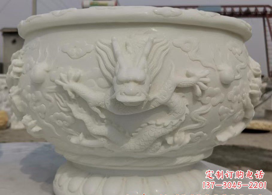 河南中领雕塑汉白玉龙鱼缸雕塑,是由专业雕塑定…