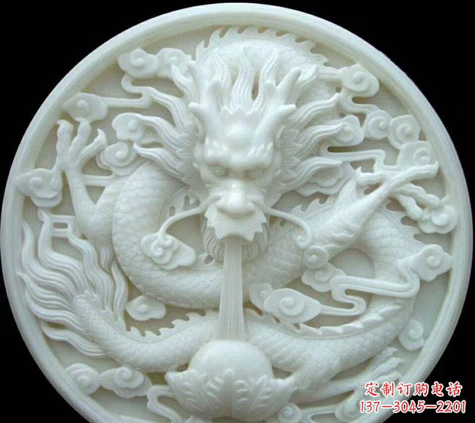 河南汉白玉雕刻龙头摆件,悠然吟诗引领风尚