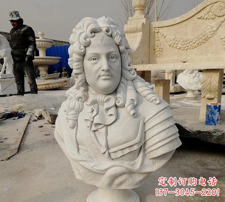 河南汉白玉牛顿头像雕塑,尊享经典
