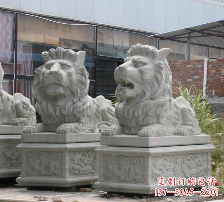 河南汉白玉欧式狮子石雕