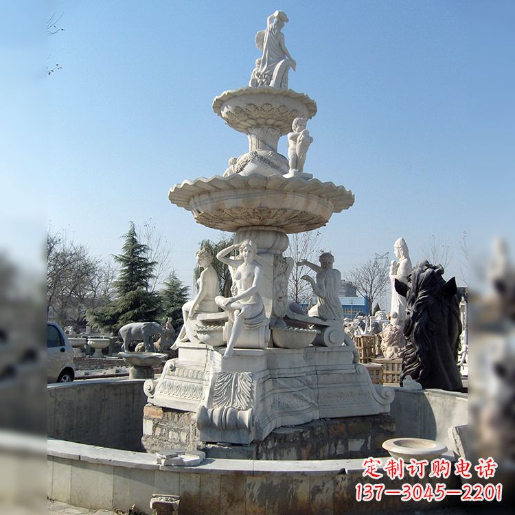 河南汉白玉欧式人物喷泉