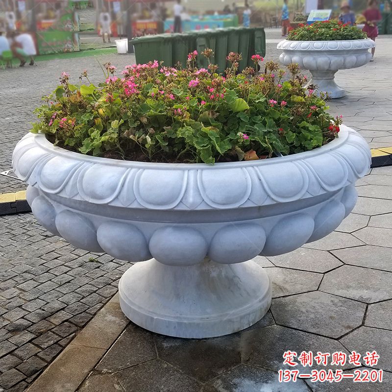 河南汉白玉欧式石雕花盆