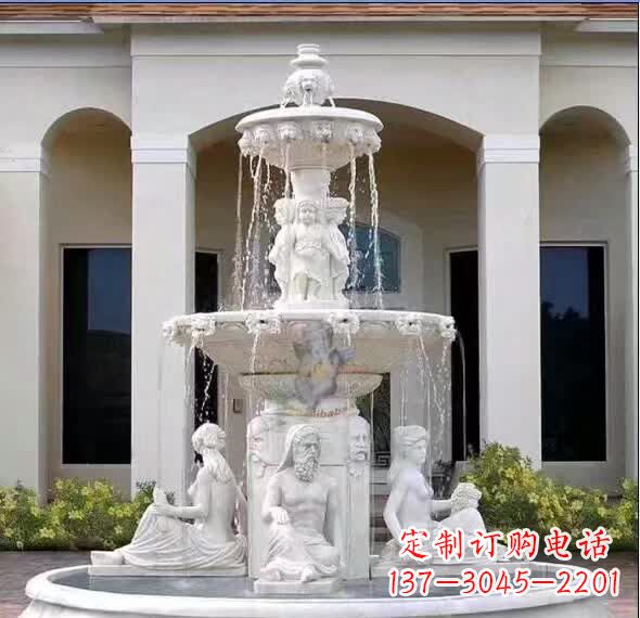 河南汉白玉人物喷泉雕塑
