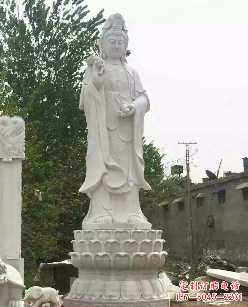 河南汉白玉洒水观音驻颜祥和
