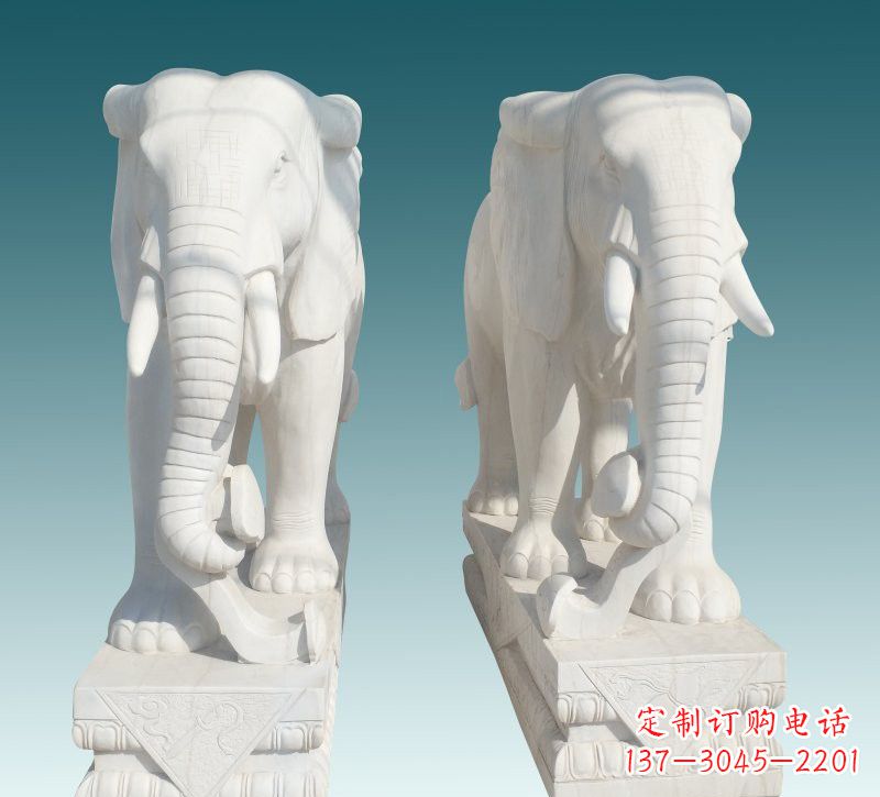 河南昂贵的汉白玉大象雕塑,招财又招福