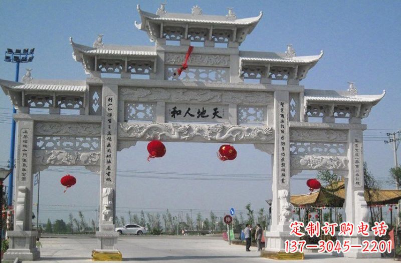 河南汉白玉三门五楼牌坊石雕,让艺术永恒不朽
